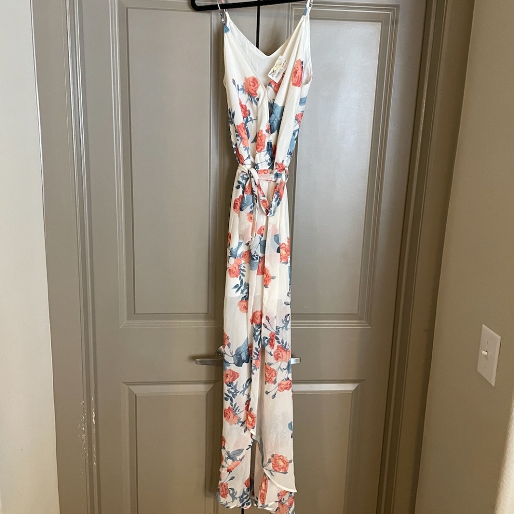 Olivaceous floral print maxi dress medium